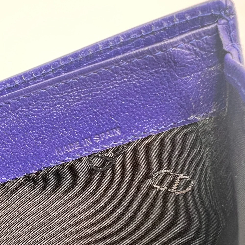 Authentic Christian Dior CD Logo Vintage Blue Leather Compact Bifold Wallet EUC